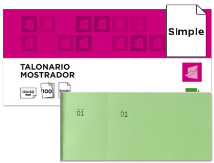 [2021854] LIDERPAPEL - TALONARIO MOSTRADOR 50X110 MM VERDE CON MATRIZ (Ref.TL12)