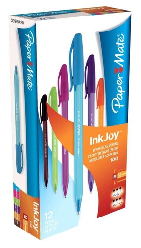 [9072042] PAPER MATE - Boligrafo Inkjoy 100 Surtido fantasía Trazo 0.4 mm Caja 12 ud (Ref.S0975420)