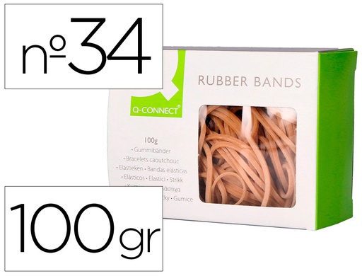 [2154522] Q-CONNECT - Gomillas elasticas 100 gr 100x3 mm numero 34 (Ref. KF10667)