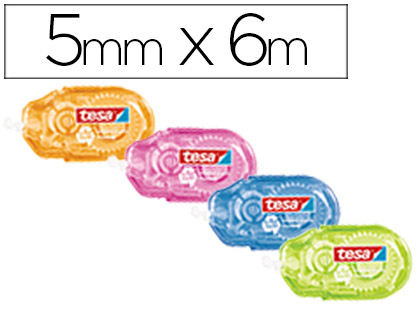 [9073889] TESA - Mini ROLLER CORRECTOR DESECHABLE VARIOS COLORES CON PEGATINA 6 M X 5 MM (Ref.59816-00000-00)