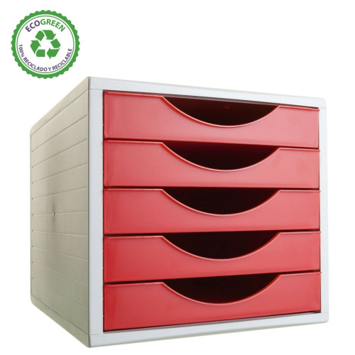 [9933033] ARCHIVO 2000 - MODULO 5 CAJONES ARCHIVOTEC GRIS/ROJO (Ref.4005 RJ)