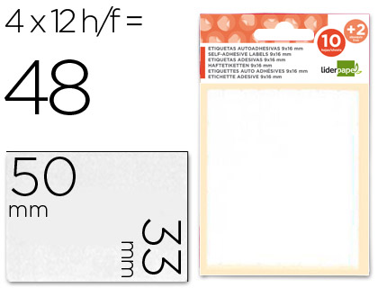 [2035501] LIDERPAPEL - ETIQUETAS SOBRE DE 10 H. + 2 H. OBSEQUIO 33X50 MM -4 UNIDADES POR HOJA (Ref.ET16)