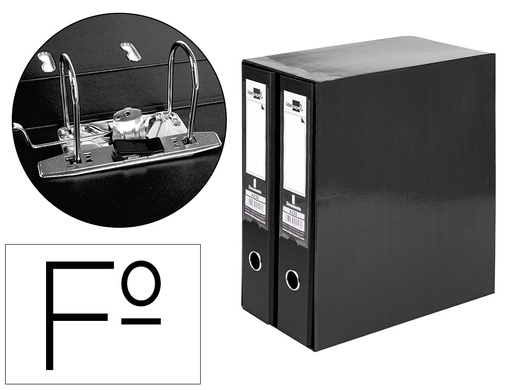 [2054540] LIDERPAPEL - MODULO 2 ARCHIVADORES FOLIO 2 ANILLAS MECANISMO DE PALANC 75MM NEGRO (Ref.MD45)