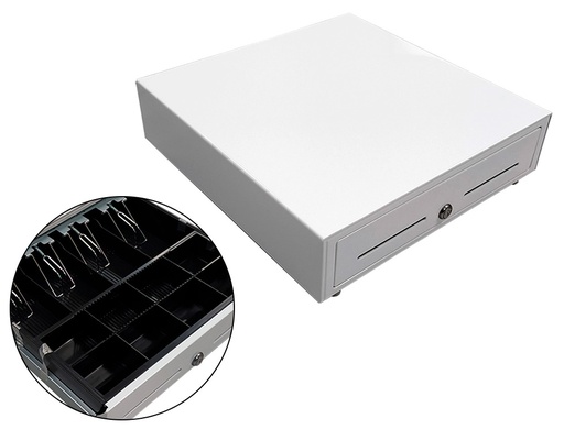 [2162203] SEYPOS - Cajon portamonedas 8 monederos 5 billeteros con llave manualblanco 410x415x110 mm (Ref. HS410B2B)