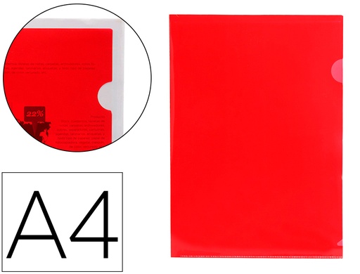 [2020065] LIDERPAPEL - CARPETA DOSSIER UÑERO 44000 POLIPROPILENO DIN A4 ROJA 20 HOJAS (Ref.BL08)