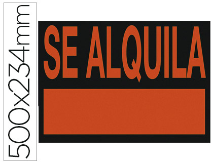 [2024570] LIDERPAPEL - CARTEL PLASTICO "SE ALQUILA" ROJO FLUORESCENTE -500X234 MM (Ref.SQ01)