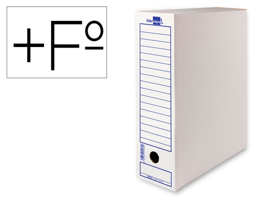 [2011431] LIDERPAPEL - Caja archivo definitivo carton folio prolongado 388x275x116 mm 340 g/m2 (Ref. DF22)
