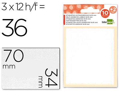 [2035502] LIDERPAPEL - ETIQUETAS SOBRE DE 10 H. + 2 H. OBSEQUIO 34X70 MM -3 UNIDADES POR HOJA (Ref.ET17)