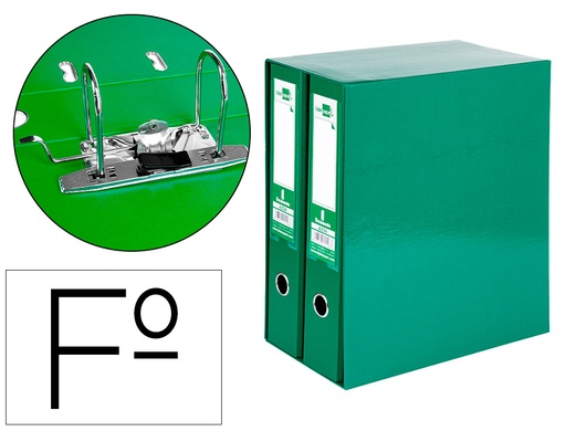 [2054678] LIDERPAPEL - MODULO 2 ARCHIVADORES FOLIO 2 ANILLAS MECANISMO DE PALANC 75MM VERDE (Ref.MD47)