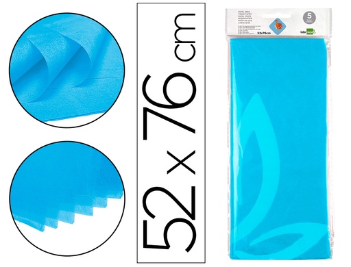 [2036073] LIDERPAPEL - PAPEL SEDA 52X76CM 18G/M2 BOLSA DE 5 HOJAS CELESTE (Ref.SE06)