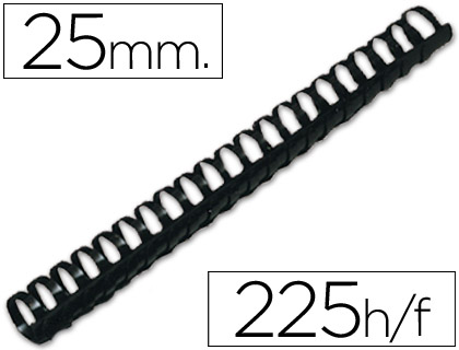 [2063447] Q-CONNECT - CANUTILLO REDONDO 25 MM PLASTICO NEGRO CAPACIDAD 225 HOJAS CAJA DE 50 UNIDADES (Ref.KF32118)