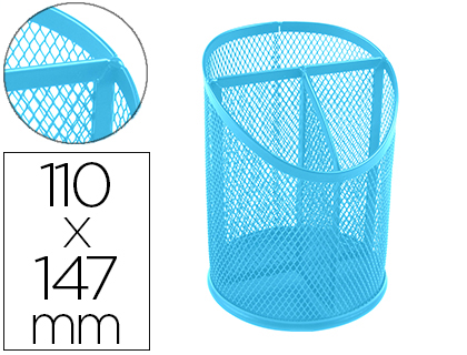 [2156229] Q-CONNECT - Cubilete portalapices metal rejilla turquesa con 3 compartimientos diametro 110 (Ref. KF11220)
