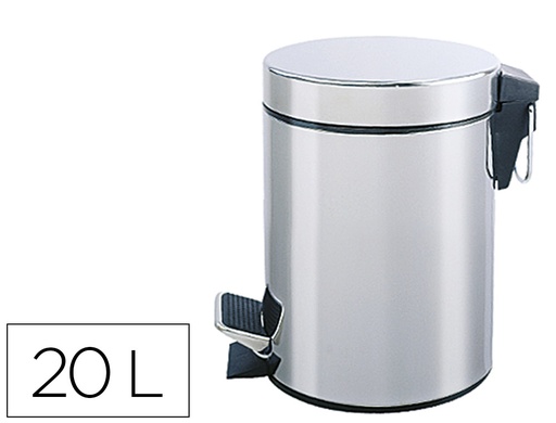 [2156150] Q-CONNECT - Papelera metalica con pedal cromada 43x29cm capacidad 20 litros (Ref. KF11293)