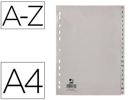 [2032580] Q-CONNECT - SEPARADOR ALFABETICO PLASTICO A-Z DIN A4 -MULTITALADRO (Ref.KF00325)