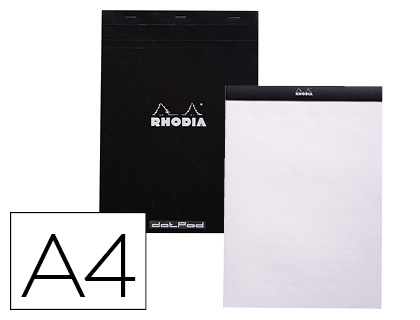 [9155109] RHODIA - Bloc nota black dot pad din A4 80 hojas 80 g/m2 liso con puntos negros 5 mm perforado (Ref. 18559C)
