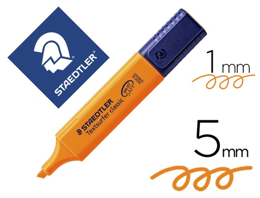 [9064790] STAEDTLER - Marcador fluorescente Textsurfer Classic Trazo 1-5mm Punta biselada Naranja (Ref.364-4)