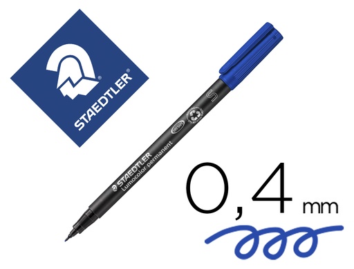 [9029156] STAEDTLER - Rotulador PERMANENTE RETROPROYECCION PUNTA SUPER FINA 0.4 MM AZUL (Ref.313-3)