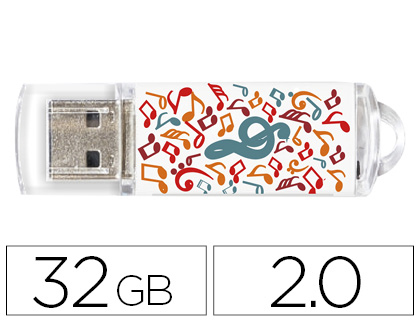 [9155393] TECHONETECH - Memoria usb flash drive 32 gb 2.0 music dream (Ref. TEC4003-32) (Canon L.P.I. 0,24€ Incluido)