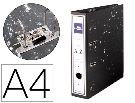 [2032192] LIDERPAPEL - ARCHIVADOR DE PALANCA Cartón FORRADO DIN A4 JASPEADO NEGRO SIN CAJA-CON RADO (Ref.AZ48)
