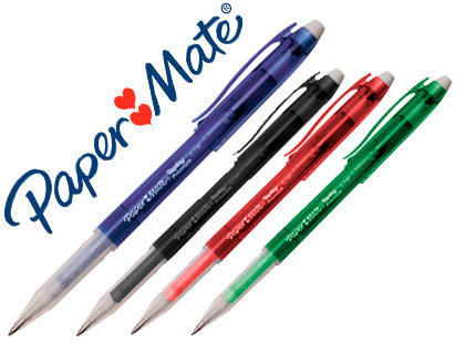 [9067800] PAPER MATE - Caja 12 bolígrafos gel borrable fantasía. Punta 0,7 mm. (Ref.1989242)