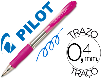 [2028593] PILOT - Boligrafo SUPER GRIP ROSA -RETRACTIL -SUJECION DE CAUCHO -TINTA BASE DE ACEITE (Ref.BPGP-10-M-RS)