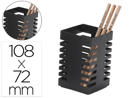 [2156230] Q-CONNECT - Cubilete portalapices metal cuadrado negro 72x108 mm (Ref. KF11221)