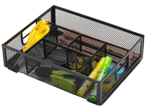[2153569] Q-CONNECT - Organizador sobremesa kf17291 bandeja metalica rejilla negra con 6 departamentos 235x183x65 mm (Ref. KF17291)