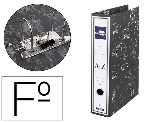 [2037711] LIDERPAPEL - ARCHIVADOR DE PALANCA FOLIO CLASSIC BLACK Cartón ENTRECOLADO CON RADO LOMO 75MM NEGRO COMPRESOR METAL (Ref.AZ06)