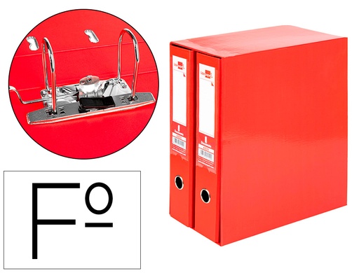 [2054677] LIDERPAPEL - MODULO 2 ARCHIVADORES FOLIO 2 ANILLAS MMECANISMO DE PALANCA 75MM ROJO (Ref.MD46)
