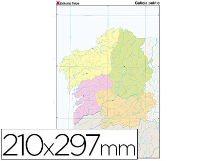 [2079434] MAPA MUDO COLOR DIN A4 GALICIA POLITICO (Ref.7231-5)