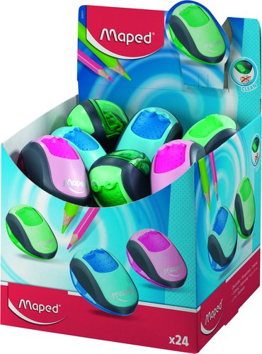 [1260276] MAPED - Sacapuntas/Afilalapices Clean Doble Verde, rosa o azul Plastico 0 (Ref.30211)