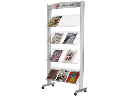 [2036337] PAPERFLOW - EXPOSITOR FAST- DE SUELO METALICO BALDAS TRANSPARENTES 4 ESTANTES (Ref.257TT.35)