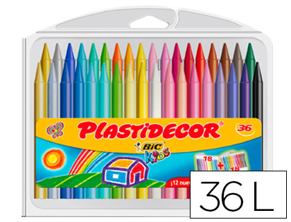 [2057071] PLASTIDECOR - Estuche de 36 CERAS ES COLORES SURTIDOS (Ref.882337)