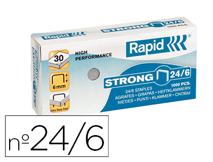 [2063058] RAPID - GRAPAS N 24/6 GALVANIZADAS STRONG CAJA DE 1000 GRAPAS (Ref.24855800)