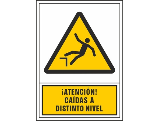 [2076022] SYSSA - PICTOGRAMA SEÑAL DE ADVERTENCIA ATENCION! CAIDAS A DISTINTO NIVEL EN PVC 245X345 MM (Ref.2084)