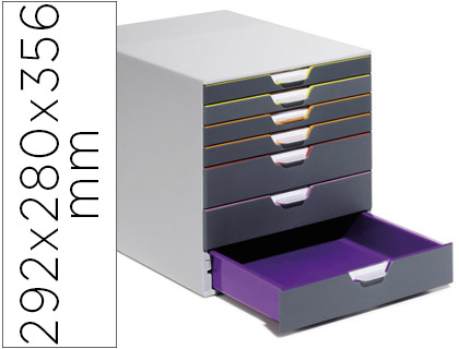 [2078329] DURABLE - FICHERO CAJONES DE SOBREMESA VARICOLOR APILABLES 7 CAJONES PLASTICO 292X280X356 MM (Ref.7607-27)