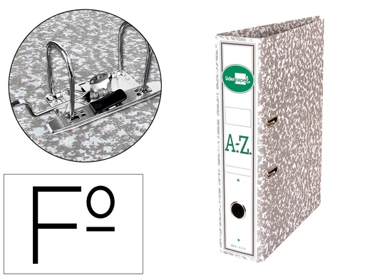 [2037712] LIDERPAPEL - ARCHIVADOR DE PALANCA FOLIO CLASSIC GREY Cartón ENTRECOLADO CON RADO LOMO 75MM GRIS COMPRESOR METALIC (Ref.AZ05)