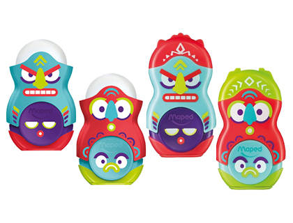 [9151834] MAPED - Sacapuntas/Afilalapices plastico loopy totem plastico 1 uso con goma colores surtidos decorado (Ref. 049131)