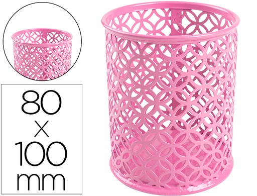 [2156233] Q-CONNECT - Cubilete portalapices metal redondo rosa diametro 80 altura 100 mm (Ref. KF11224)