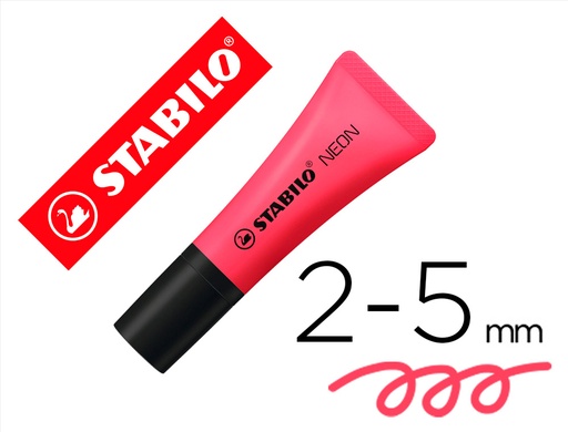 [9073502] STABILO - Marcador fluorescente Neon Tinta base agua Rosa (Ref.72/56)