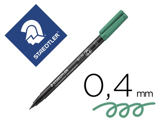 [9029159] STAEDTLER - Rotulador PERMANENTE RETROPROYECCION PUNTA SUPER FINA 0.4 MM VERDE (Ref.313-5)