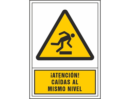 [2076023] SYSSA - PICTOGRAMA SEÑAL DE ADVERTENCIA ATENCION! CAIDAS AL MISMO NIVEL EN PVC 245X345 MM (Ref.2085)
