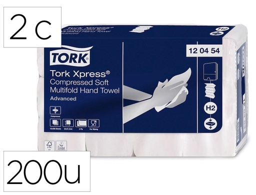 [2071789] TORK - TOALLA DE PAPEL ENGARZADA 2 CAPAS 21X33 CM PAQUETE DE 136 UNIDADES PARA DISPENSADOR H2 (Ref.120288)
