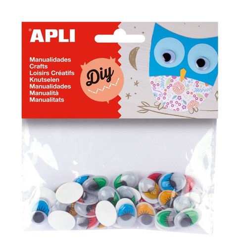 [1946031] APLI - Bolsa 40 OJOS MÓVILES 16X12 MM. COLORES SURTIDOS (Ref.13059)