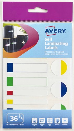 [1921639] AVERY - Pack etiquetas auto plastificadas multicolor formas surtidas (Ref.60-124)