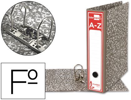 [2037743] LIDERPAPEL - ARCHIVADOR DE PALANCA FOLIO CLASSIC RED Cartón ENTRECOLADO SIN RADO LOMO 80MM GRIS COMPRESOR METALICO (Ref.AZ01)