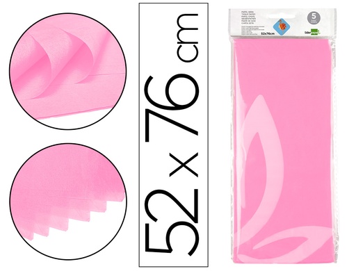 [2036078] LIDERPAPEL - PAPEL SEDA 52X76CM 18G/M2 BOLSA DE 5 HOJAS ROSA (Ref.SE11)
