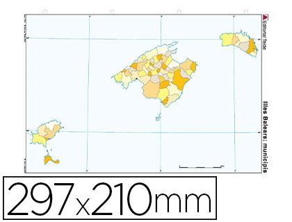 [2078847] MAPA MUDO COLOR DIN A4 ISLAS BALEARES POLITICO 