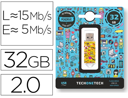 [9161830] TECH ON TECH - Memoria usb emojitech emojis 32 gb (Ref. TEC4501-32)
