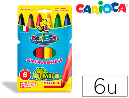 [2007536] CARIOCA - ROTULADOR JUMBO C/6 COLORES -PUNTA GRUESA (Ref.40564)